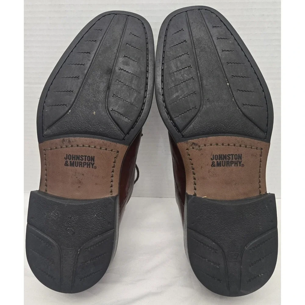 Johnston & Murphy Mens 8 M Brown Leather Oxford Dress Shoes Made In Italy GUC